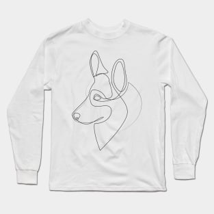 Welsh Corgi Pembroke - one line drawing Long Sleeve T-Shirt